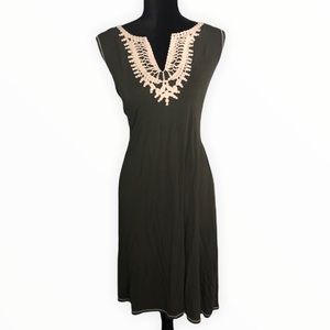 Chelsea and Theodore Green Cream Lace Dress sleeveless  0X